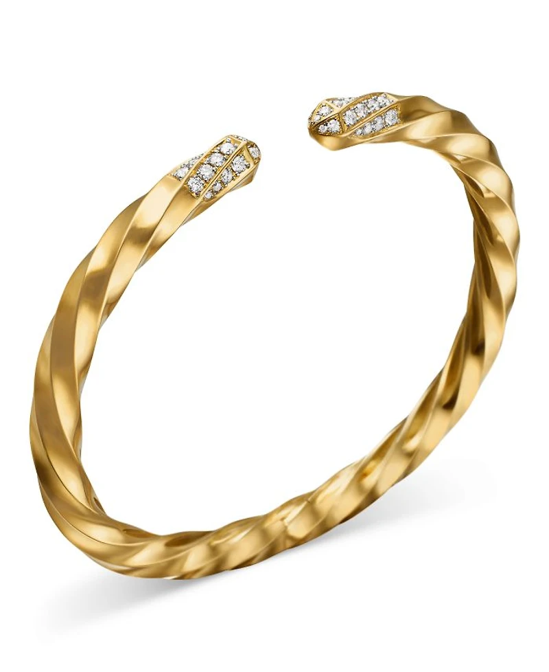 Cable Edge® Bracelet in 18K Yellow Gold with Diamonds, 5.5mm