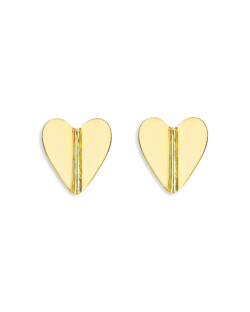 Cadar 18K Yellow Gold Endless Wings of Love Medium Folded Heart Stud Earrings
