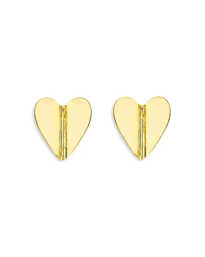Cadar 18K Yellow Gold Endless Wings of Love Medium Folded Heart Stud Earrings
