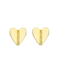 Cadar 18K Yellow Gold Endless Wings of Love Medium Folded Heart Stud Earrings