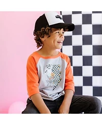 Boys' Checker Ghost Halloween 3/4 Shirt - Little Kid