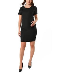 Women's Short Sleeve Maternity & Nursing Knee Length Dress Italian Stretch Suiting Fabric