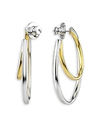 Hyperbola Crystal Double Row Hoop Earrings in Gold Tone & Rhodium Plated