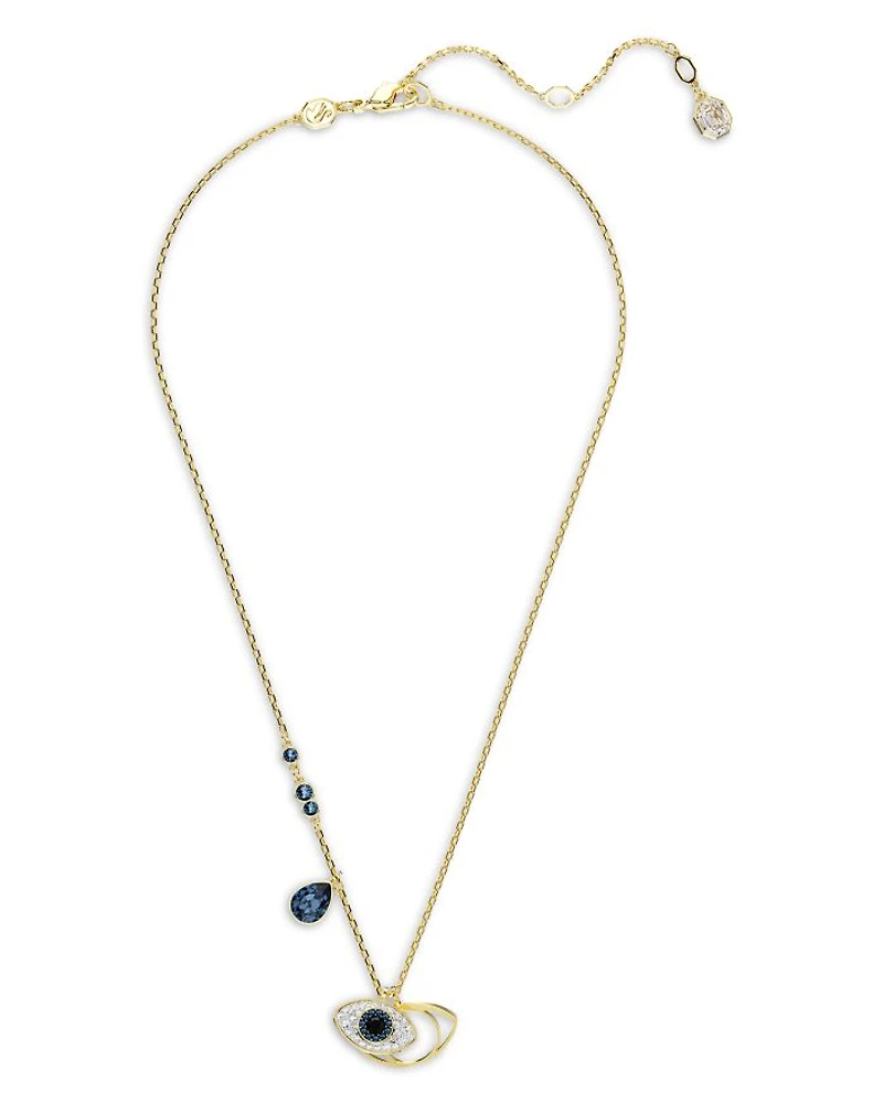 Symbolica Crystal Evil Eye Pendant Necklace in Gold Tone, 14.87"-16.87"