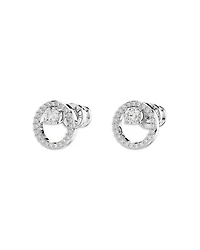 Constella Crystal Circle Stud Earrings in Rhodium Plated
