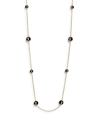 L. Klein 18K Yellow Gold Prisma Black Agate Station Long Chain Necklace, 37