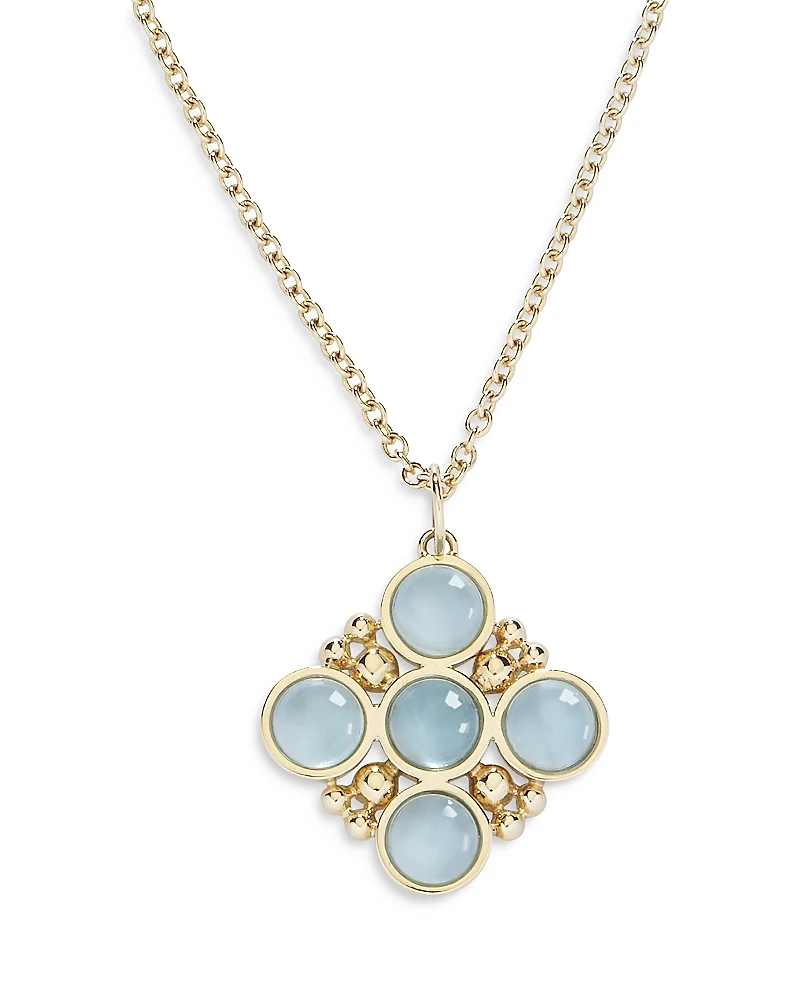 L. Klein 18K Yellow Gold Bubbles Aquamarine Bezel Pendant Necklace, 16-18