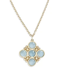 L. Klein 18K Yellow Gold Bubbles Aquamarine Bezel Pendant Necklace, 16-18