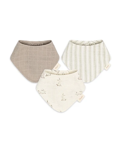 Crane Baby Avery Bunny Cotton Muslin Bibs, 3 Pack - Ages 0-36 Months