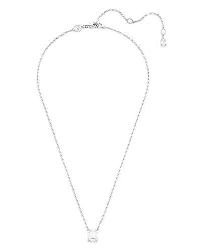 Stilla Octagon Crystal Pendant Necklace in Rhodium Plated, 15.75"-17.75"