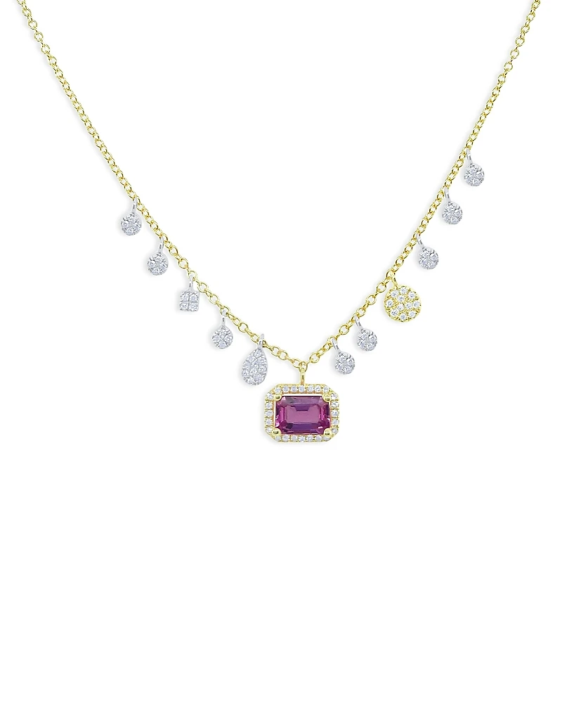 Meira T 14K Yellow Gold Diamond & Pink Sapphire Necklace, 18