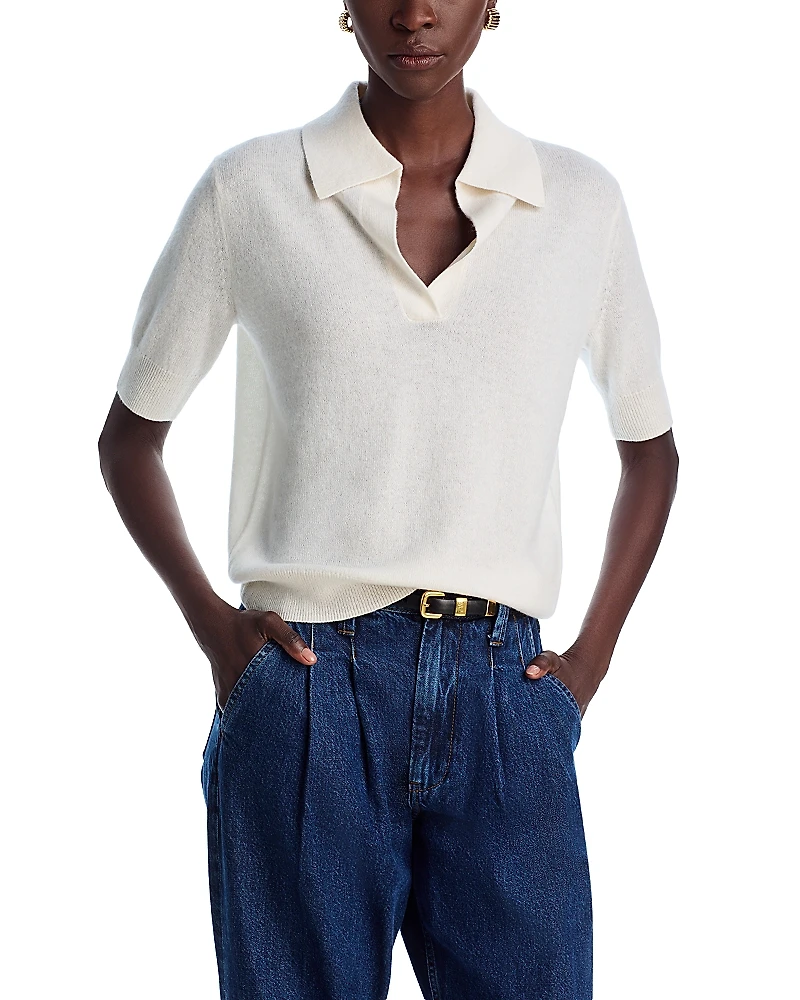 C by Bloomingdale's Cashmere Short Sleeve Polo Sweater - Exclusive