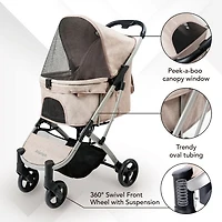 Evolution Speedy Fold Pet Buggy, Best Foldable Dog-Cat Pet Stroller, 4-Wheel Medium Dog Buggy