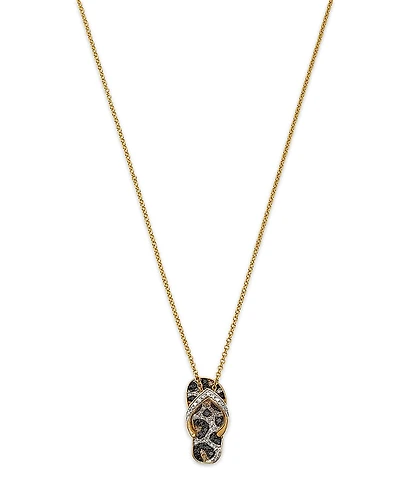 Bloomingdale's Fine Collection White, Brown & Black Diamond Animal Print Flip Flop Pendant Necklace
