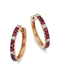 Bloomingdale's Fine Collection Ruby & Diamond Hoop Earrings