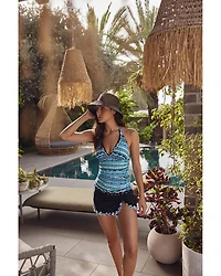 Bachata Tricolored Solid Side Slit Swim Skirt