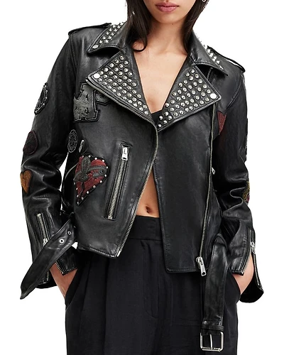 Leather College Biker Jacket