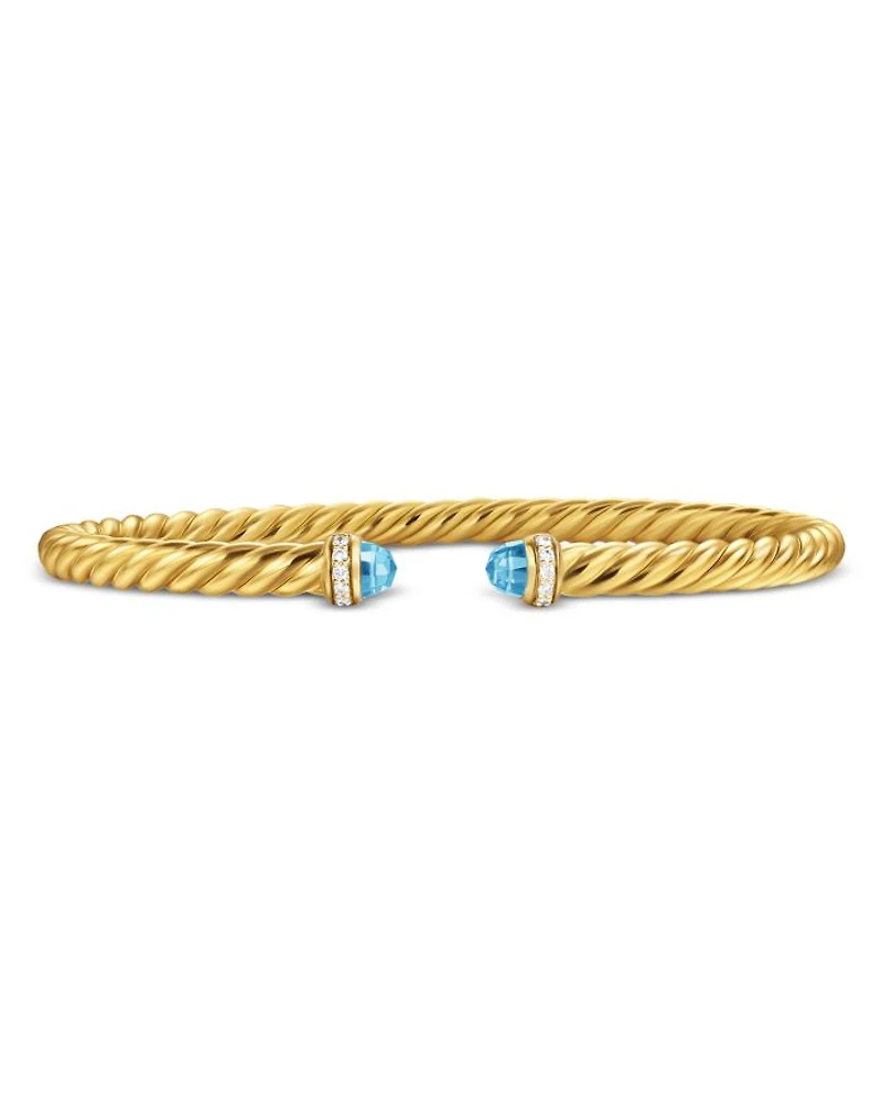 Cablespira Flex® Bracelet 18K Yellow Gold with Gemstones and Diamonds, 4mm