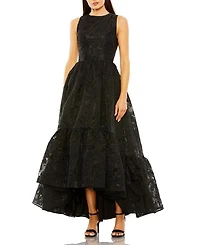 Sleeveless Full High Low Brocade Gown