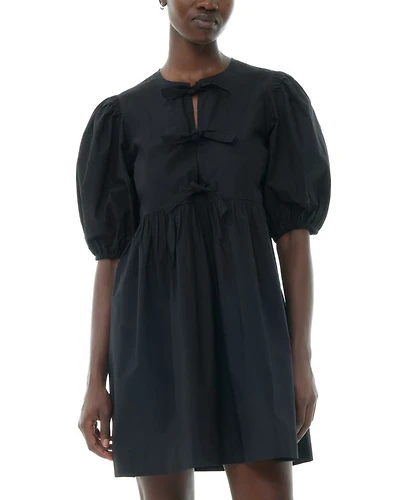Cotton Poplin Tie String Mini Dress