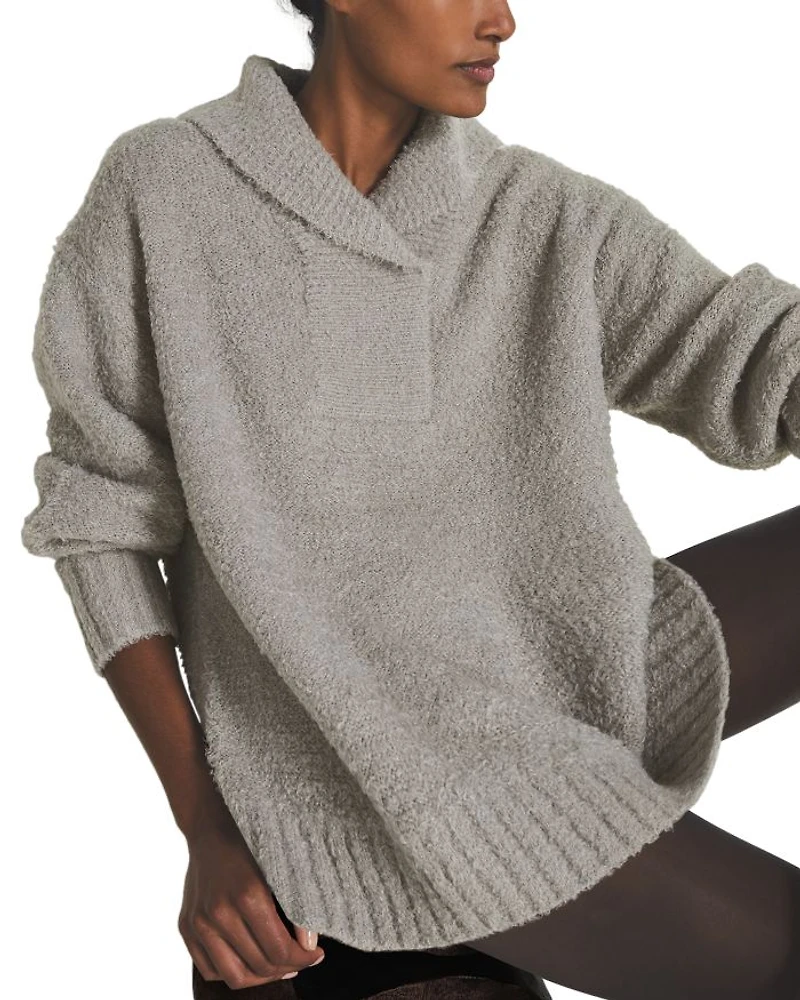x Les 100 Ciels Unisex Noah Boucle Shawl Collar Jumper