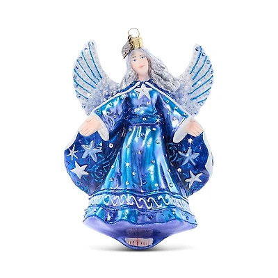 Jay Strongwater Night Angel Glass Ornament
