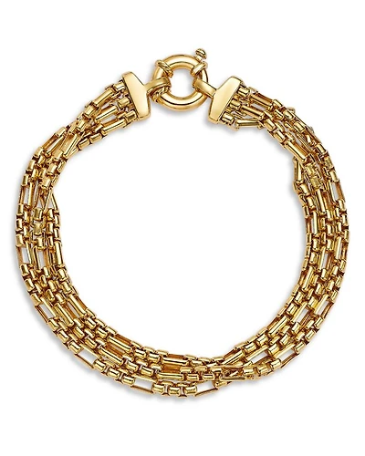 14K Yellow Gold Triple Layer Box Link Chain Bracelet