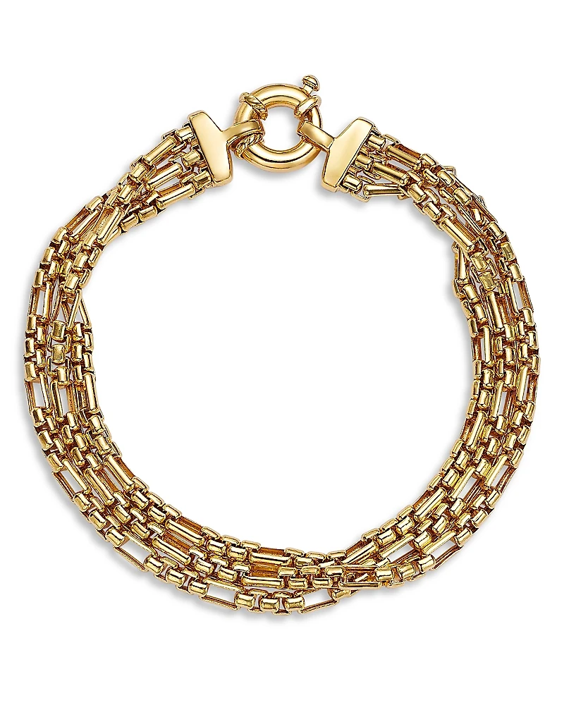 Alberto Amati 14K Yellow Gold Triple Layer Box Link Chain Bracelet