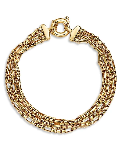 Alberto Amati 14K Yellow Gold Triple Layer Box Link Chain Bracelet
