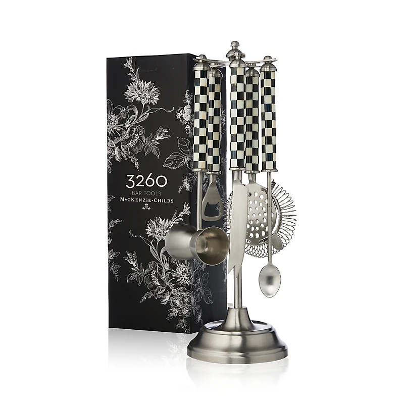 Mackenzie-Childs Courtly Check 5-Piece Bar Tool Set with Stand