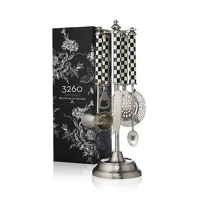 Mackenzie-Childs Courtly Check 5-Piece Bar Tool Set with Stand