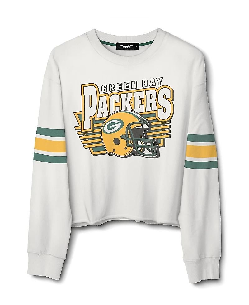 Junk Food Clothing Women's Nfl Green Bay Packers Kickoff Crop Crew Fleece Sweatshirt