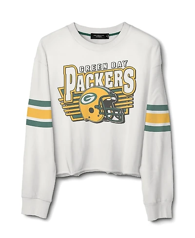 Junk Food Clothing Women's Nfl Green Bay Packers Kickoff Crop Crew Fleece Sweatshirt