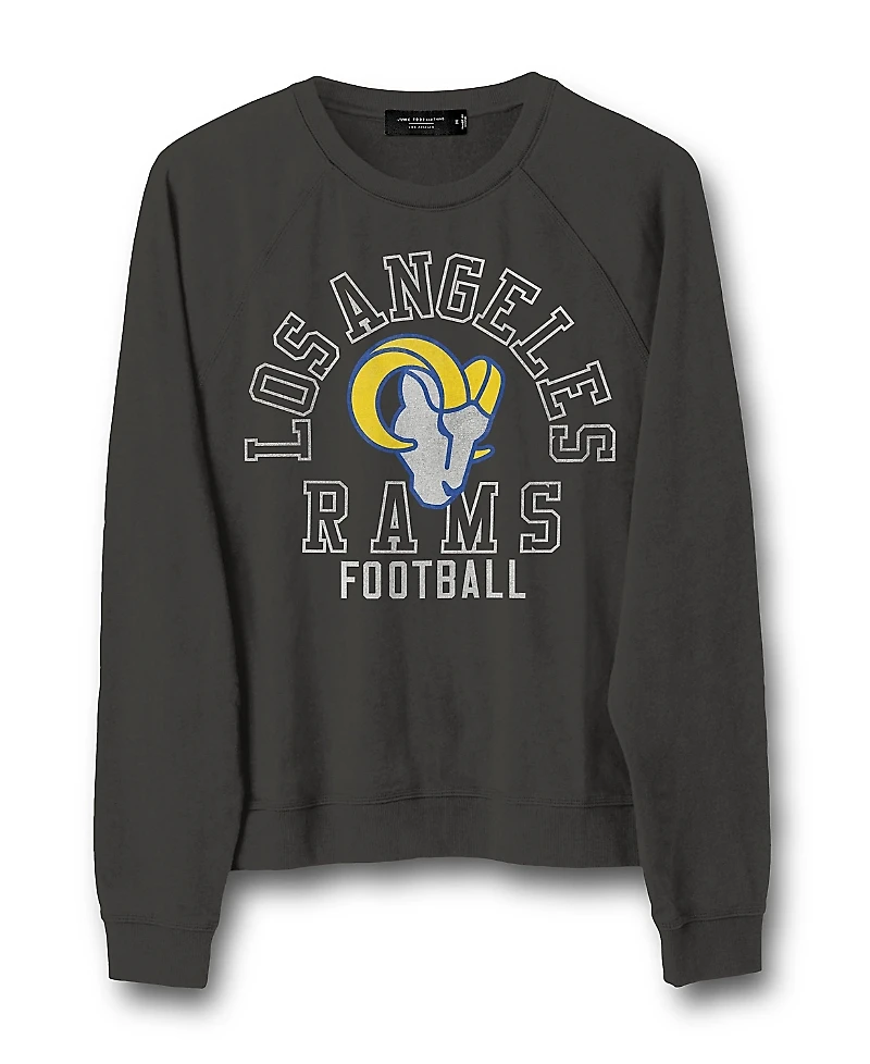 Junk Food Clothing Women's Nfl Los Angeles Rams Flocked Raglan Crew Fleece Sweatshirt