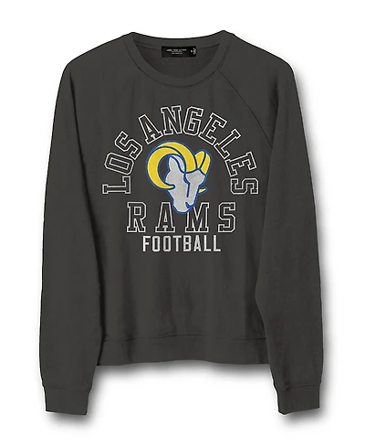 Junk Food Clothing Women's Nfl Los Angeles Rams Flocked Raglan Crew Fleece Sweatshirt