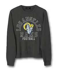 Junk Food Clothing Women's Nfl Los Angeles Rams Flocked Raglan Crew Fleece Sweatshirt