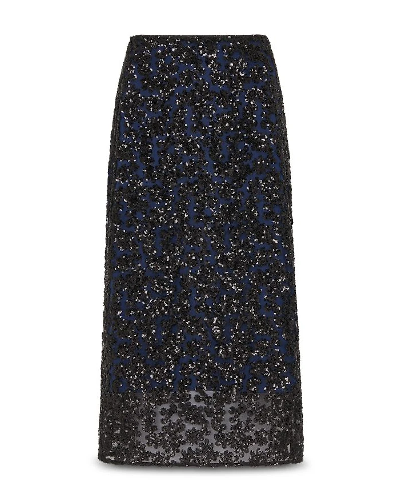 Floral Sequins Midi Skirt