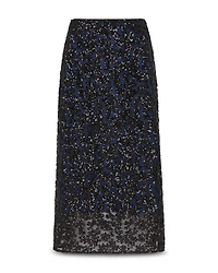 Floral Sequins Midi Skirt