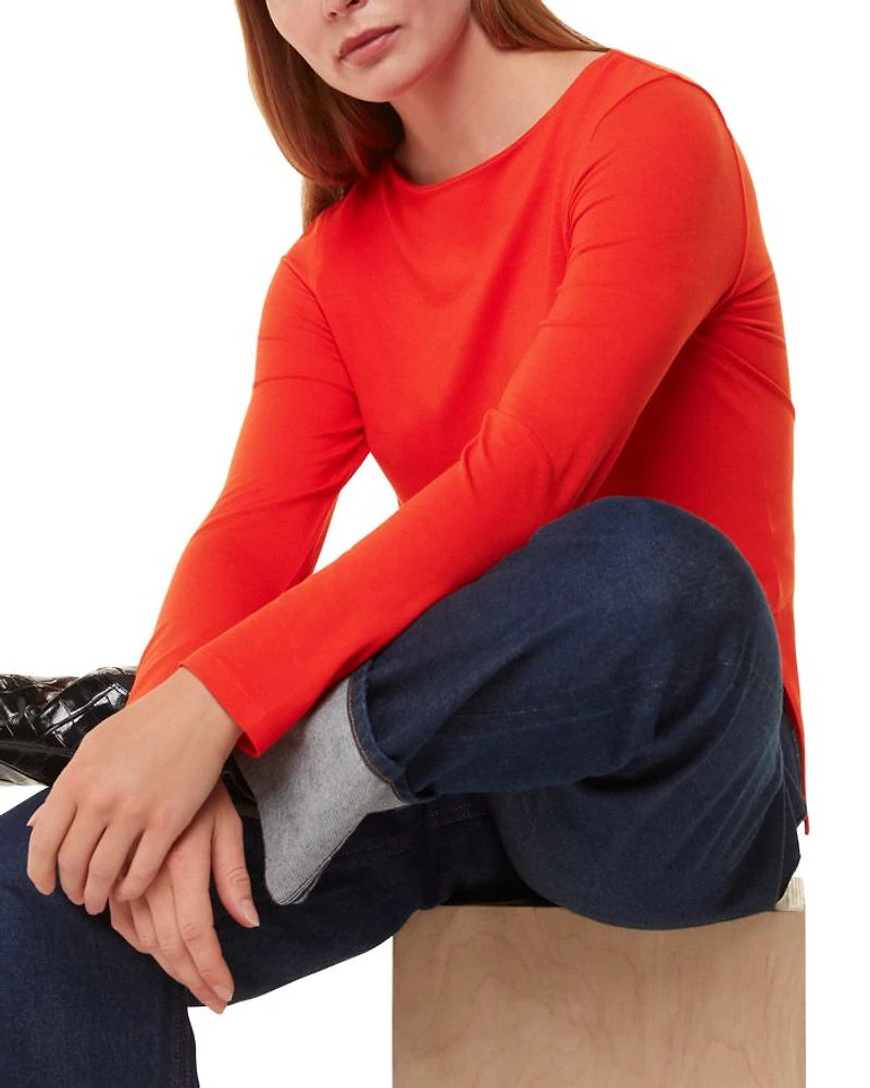 Slim Fit Boat Neck Top