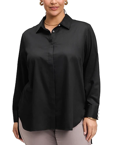 Foxcroft Plus Long Sleeve Matte Shirt
