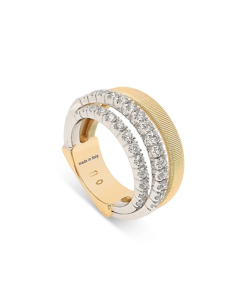 Marco Bicego 18K Yellow & White Gold Masai Diamond Four Row Coil Ring