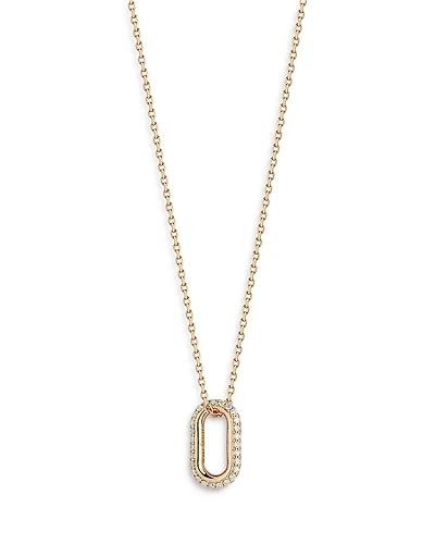 Walters Faith 18K Rose Gold Diamond Saxon Mini Single Link Pendant Necklace, 16