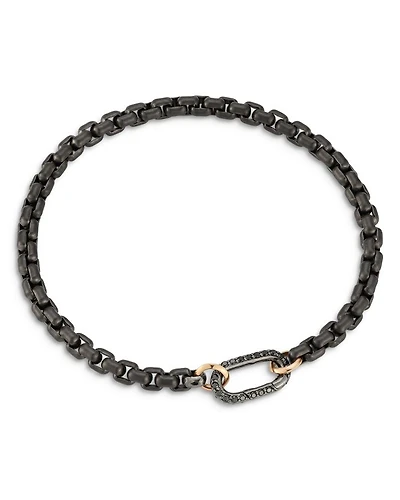 Men's Sterling Silver Diamond Clasp Saxon Chain Link Bracelet