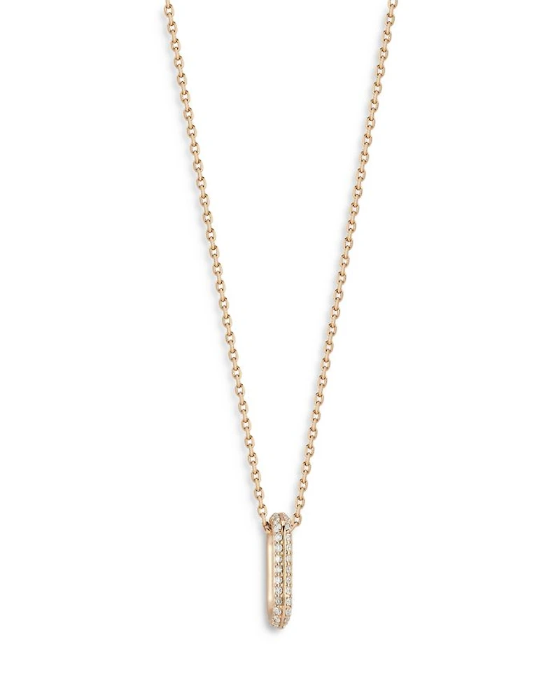 18K Rose Gold Diamond Saxon Mini Single Link Pendant Necklace, 16"