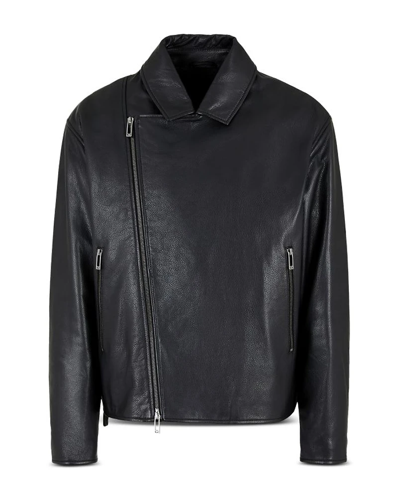 Asymmetrical Leather Biker Jacket