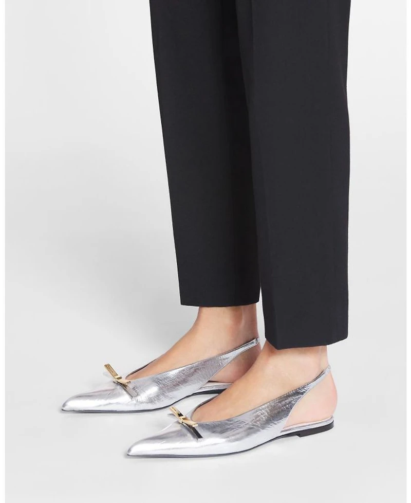 Women's Bow Slingback Flat Metallic Leather