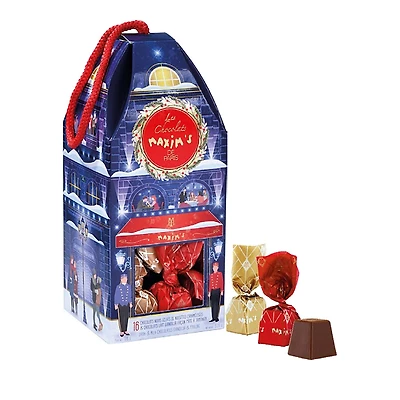 Maxim's De Paris Maxim's House Filled with Milk and Dark Chocolate Gianduja, 16 Piece