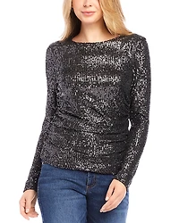 Karen Kane Side Shirred Sequin Top