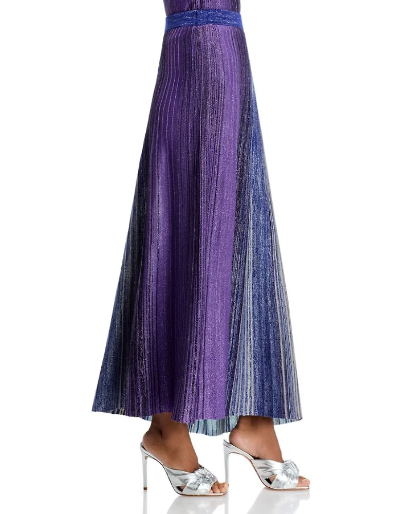 Flared Shimmer Knit Maxi Skirt