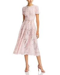 Self-Portrait Pink Lace Embellished Midi Dress
